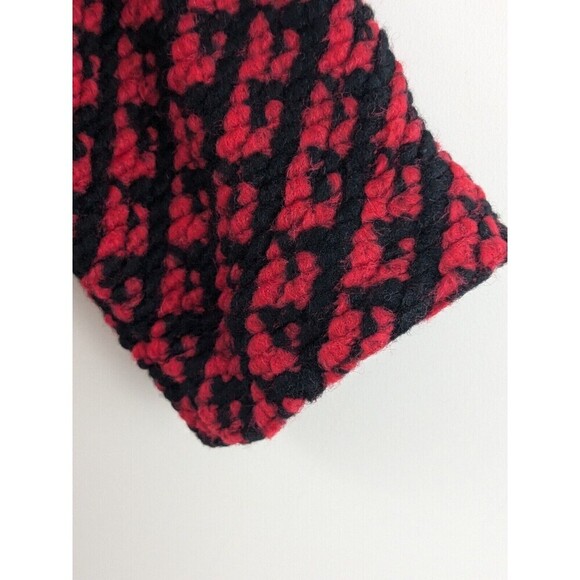 Talbots Woman Chunky Knit Round Neck Wool Blend Blazer Red Black Snap Buttons X - Picture 5 of 7